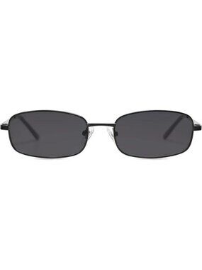 SOJOS Small Unisex Rectangle Sunglasses Retro 80s Chic Narrow Matt Black/Grey